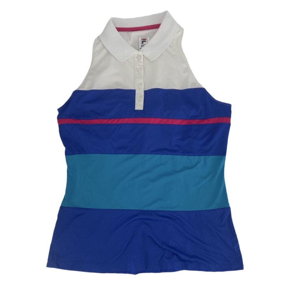 Fila Sleeveless Golf Polo Tank Built-in Bra Colorblock M - Picture 2 of 8